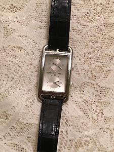 Pre-owned HERMES CC3-510SS Leather Black Quartz Watch