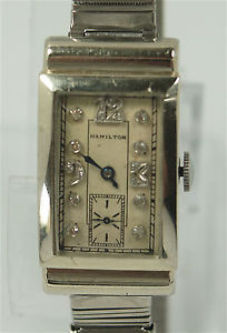 Vintage 14KW  Hamilton - Hooded Lugs - Diamond Dial