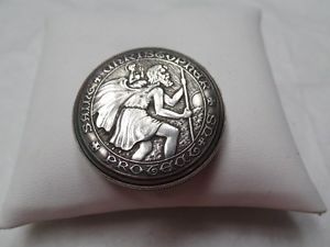 Very Rare Movado St.Christopher Sterling Silver Coin Watch 50's