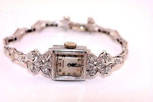 Platinum & 14k White Gold Diamond Women's Hamilton Wristwatch Watch