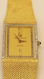 BRAND NEW MEN'S LUCIEN PICCARD WATCH SOLID 14K YELLOW GOLD 26 DIAMONDS BEZEL