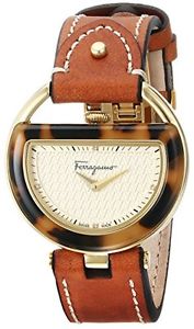 Salvatore Ferragamo Womens FG5020014 Gold Ion-Plated Watch with Brown Leather