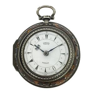 Antique EDWARD PRIOR London OTTOMAN Triple Case Silver Pocket Fusee Watch, Work