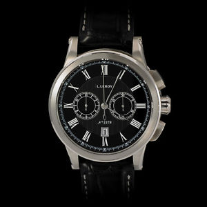 Leroy 18K White Gold Marine Chronograph Gent's LL202-2. Black Dial