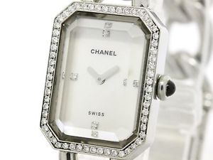 Polished CHANEL Premiere Size M Diamond MOP Dial Steel Watch H1063 (BF079072)