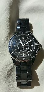 Chanel J12 H1625 Ladies Watch 33mm with 12 Diamond Bezels Black Ceramic Band