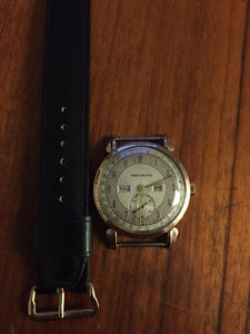 Vintage 18KT Rose Gold Movado Triple Date/Teardrop Lugs --new crystal, strap.