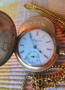 Elgin Pocket Watch in  Solid 14 kt Gold Hunting Case With 14 kt Watch Chain