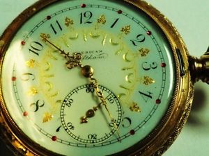 1892 WALTHAM POCKET WATCH GRADE K 6s 15 JEWEL FULL HUNTER CASE WITH DIAMOND