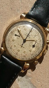 RARE FIAT chrono tout or 18k valjoux 23 gold vintage RARE no Yema Lip NR