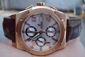 MENS FESTINA SOLID 18K ROSE GOLD 40MM AUTOMATIC w/DATE *HEAVY 125 GRAMS COMPLETE