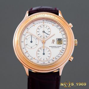 AUDEMARS PIGUET HUITIEME CHRONOGRAPH 18K ROSE GOLD AUTOMATIC REF.25644 & PAPERS