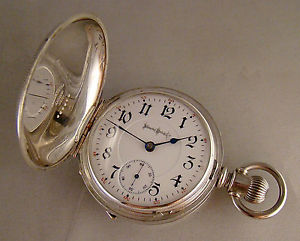 ANTIQUE ILLINOIS BUNN SPECIAL 24j SOLID SILVER HUNTER CASE 18s POCKET WATCH 1897