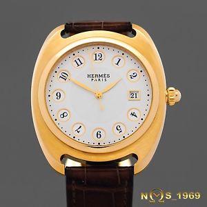 HERMES DRESSAGE 18 K SOLID YELLOW GOLD REF.DR1785  AUTOMATIC MEN’S BOX