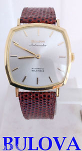 18k BULOVA AMBASSADOR Mens 30J Automatic Watch 1965* MICRO ROTOR Cal.12EBA EXLNT