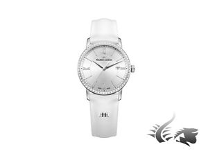 Maurice Lacroix Eliros Date Ladies Quartz watch, Diamonds, Silver, 30mm, Leather