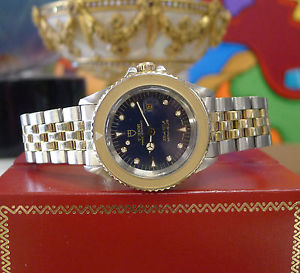 Mens Mid Size TUDOR Prince Oysterdate Mini-Sub Stainless Steel Gold Plated Watch