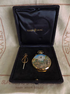 Musical, Automaton and Alarm Large Gold Pocket Watch by Swiss Reuge Music