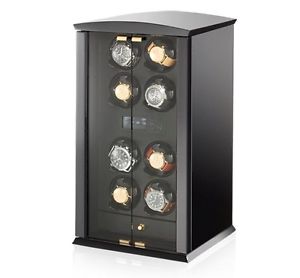 Elma Motion Corona 8 Double Watch winder - Black Piano Finish/ Glass Doors