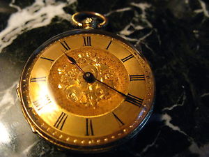 Antique Open Face 18k Yellow Gold Pocket Watch