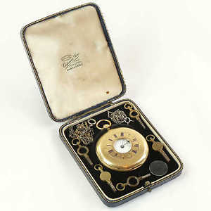 1872 London 18CT Gold Half Hunter Pocket Watch, Case, Keys, Chains, Working