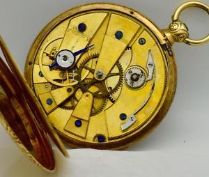 Rare antique 18k solid gold Lepine calibre thin pocket watch c1815.Silver dial