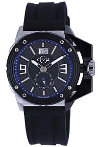GV2 by Gevril Men's 9403 Grande Luminous Black Dial Black Silicone Date Watch