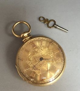 CA 1840 MAN'S 18K YELLOW GOLD LEWIS SAMUEL POCKETWATCH! KEY WIND-KEY SET! WOW!