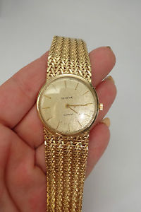 VINTAGE GENEVE SOLID 14K GOLD MESH MENS WRISTWATCH 51.42 GRAMS