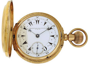American Waltham 14k Yellow Gold Very Rare and Fine Hunter Keyless Lever Pock...