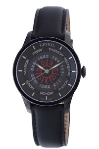 Gevril Men's 2001 Columbus Circle Automatic Black Leather Wristwatch