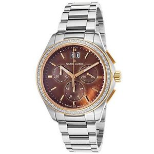 Maurice Lacroix Womens Miros Chronograph Stainless Steel Brown Mother of Pearl D