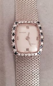 Diamond and Sapphire Sarcar 18-Karat White Gold Woven Mesh Bracelet Wrist Watch