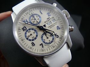 Fortis Men's 597.20.92 SI.02 Flieger White Automatic Chronograph Rubber Watch