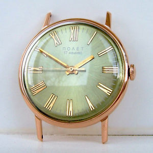 GOLDEN 14K 583 1MChZ POLJOT, ПОЛЕТ, SEKONDA 2609 17j WRISTWATCH SOVIET USSR 70s
