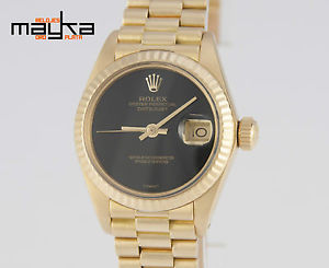 Rolex Datejust Ladies Gold 18k Black Dial 6917