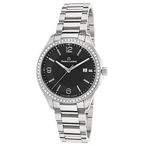 Womens Miros Diamond Stainless Steel Black Dial