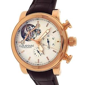 Graham Silverstone Tourbillograph 2TWBR.SO4A.C104B Gold Leather Silver Watch