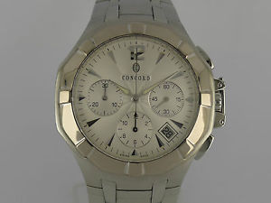 Swiss Concord Saratoga auto date chrono 18K solid gold/SS bracelet sport watch