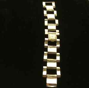 14K SOLID YELLOW GOLD WRIST WATCH HEAVY LINK ART DECO BRACELET