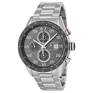 Carrera Calibre 1887 Automatic Chronograph Grey Dial Stainless Steel Men's Watch