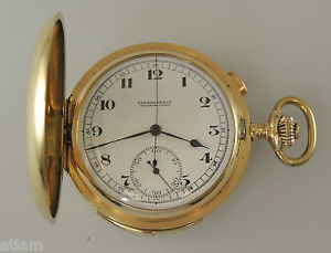 Solid 18K Gold MINUTE REPEATER and CHRONOGRAPH Hunter Pocket by EBERHARD c1910