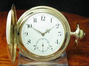 SYSTEM GLASHÜTTE 14kt 585 2 DECKEL GOLD SAVONETTE SPRUNGDECKEL TASCHENUHR