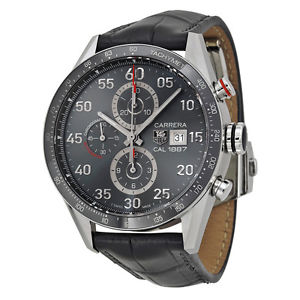 Carrera Calibre 1887 Chronograph-Automatic Grey Dial Grey Leather Men's Watch