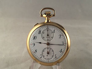 Touchon 22 Jewel Split Second Chronograph In 18k Solid Gold