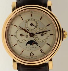 Milleret Annual Calendar Moonphase Solid 18K Rose Gold Automatic 38mm Watch