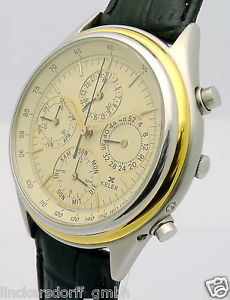 KELEK VOLLKALENDER STAHL/GOLD HERREN AUTOMATIK CHRONOGRAPH -Ref. 2372-01A v. '93