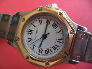 EXCELENTE RELOJ CARTIER SANTOS RONDE ORO 18K/750 Y ACERO, AUTOMATICO, OCTOGONAL