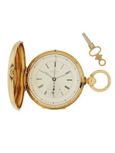 Jules Emmery Chronograph w/ Flying Quarter Second Register 18k YG Hunter Pock...