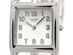 Polished HERMES Capecod Double Tour Steel Quartz Ladies Watch CC1.210 (BF099882)